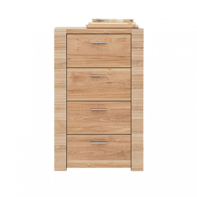 Commode décorative 4 tiroirs Dugan, Brun pâle