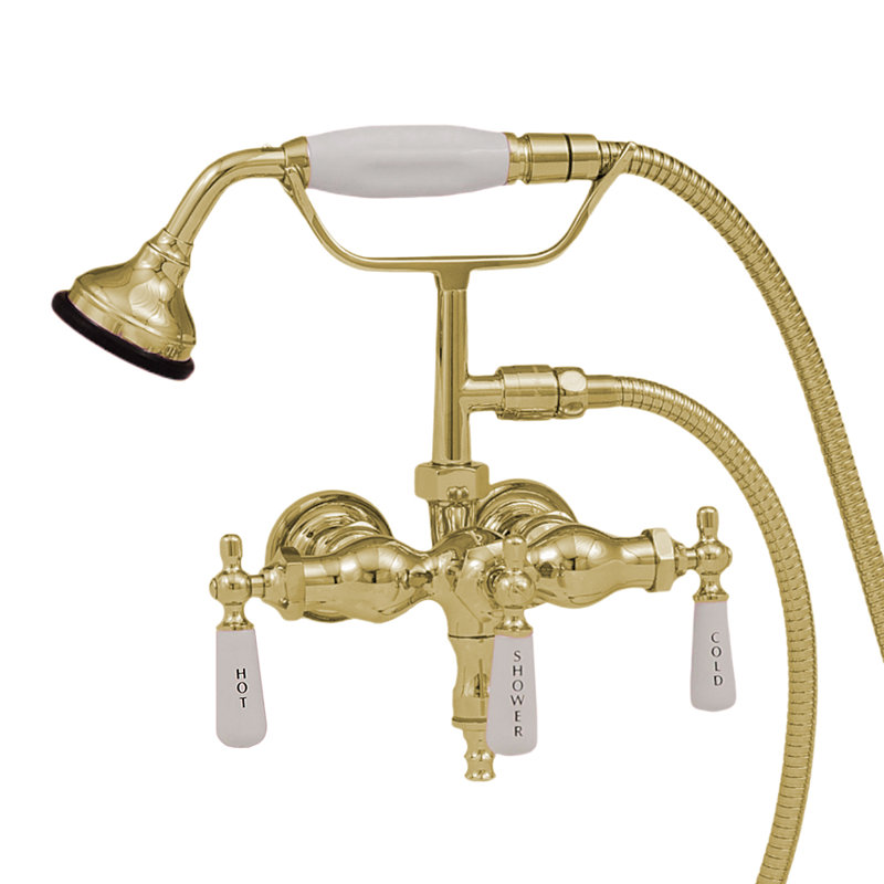 Tub Mount Faucet with Handheld Shower by Strom Living, Supercoat Brass