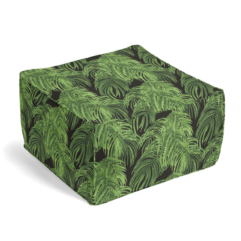 Square Pouf, Green/Black 100% Cotton