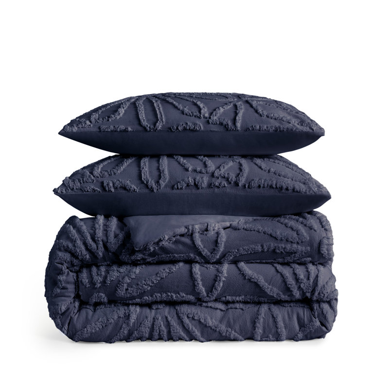 Peri Home Chenille Medallion Duvet Set , Blue, Queen Duvet Cover + 2 Standard Shams