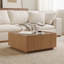 Table basse avec garniture en bois et coins arrondis, table centrale flottante moderne pour le salon-20289271