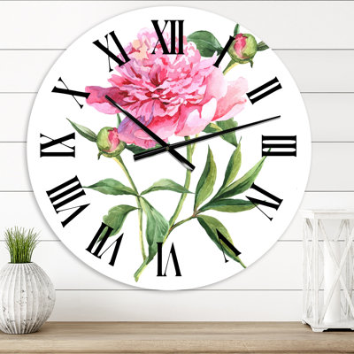 Pivoines roses rétro - horloge murale traditionnelle
