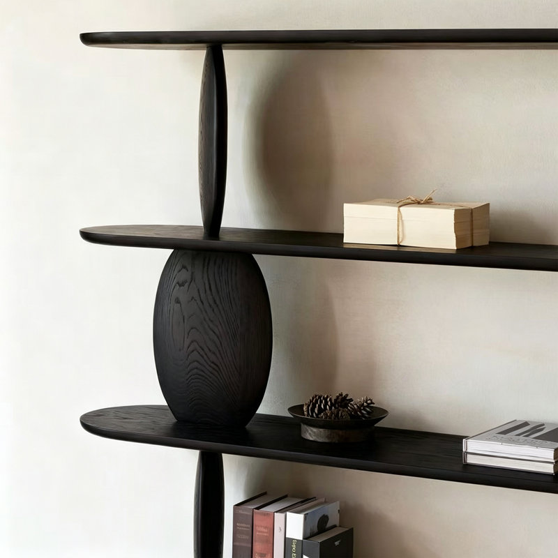 Pine Solid Wood Multi Layer Bookshelf, Black
