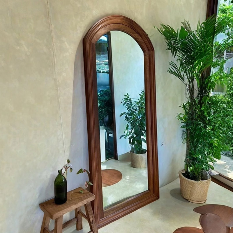 Miroir demi-cercle en bois manufacturé, 78,74 po x 39,37 po