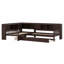Lit plateforme en L avec lit gigogne, tiroirs de rangement et tablettes-606552451