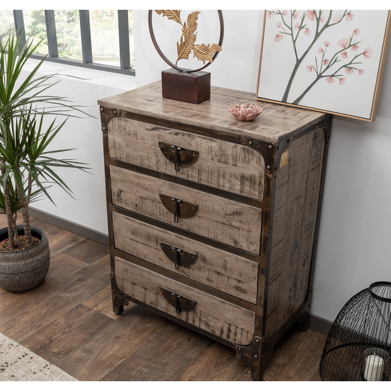 Tokyo Solid Wood 70cm W 4 - Drawer Chest of Drawers, Brown