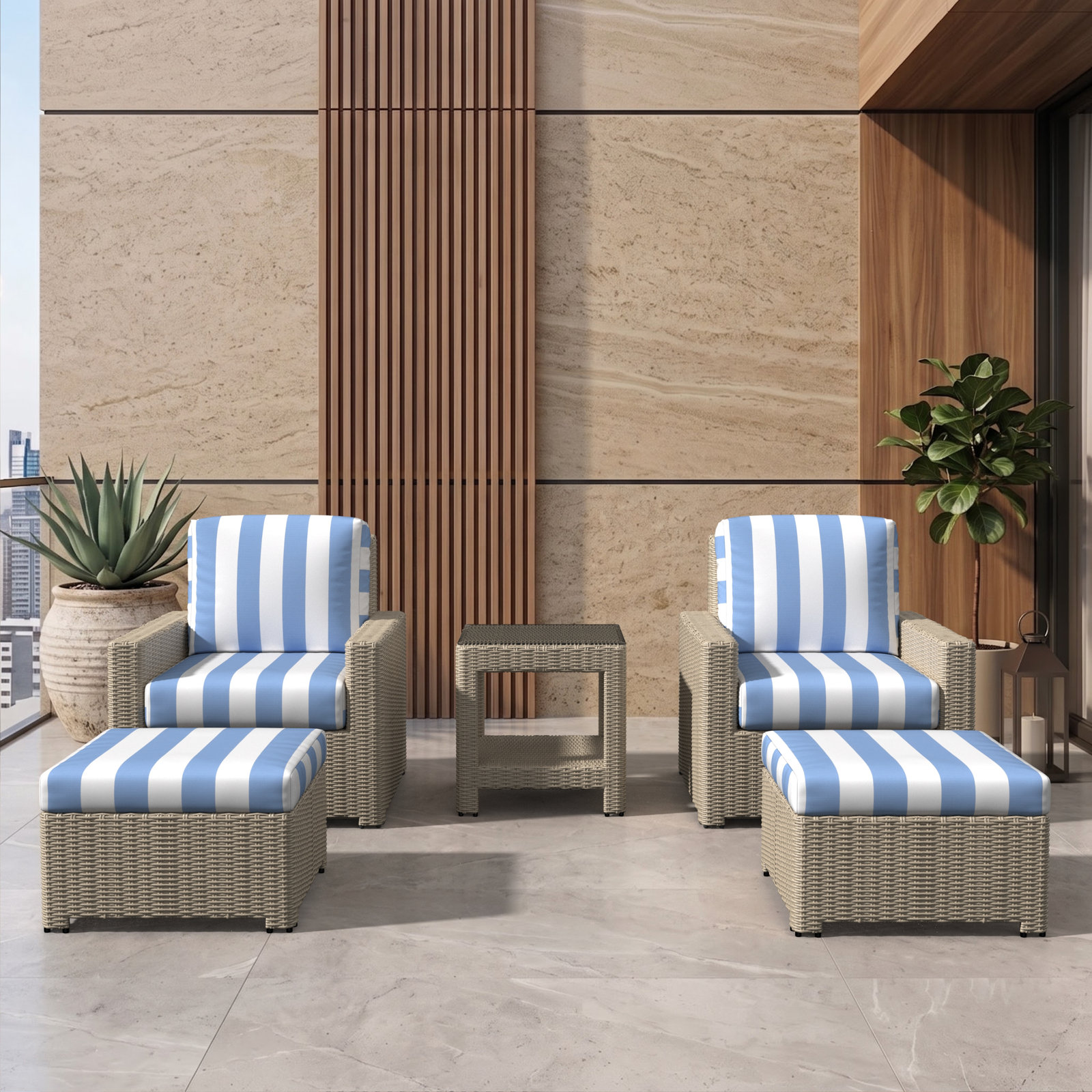 Henri 2-Person Sunbrella® Patio Seating Group, Sunbrella® Cast Ocean