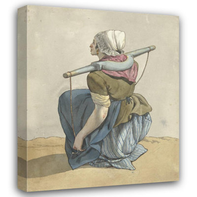 "Seated Woman with a Yoke on Her Shoulders" by  W. Barthautz - Gallery Wrap Canvas Wall Art