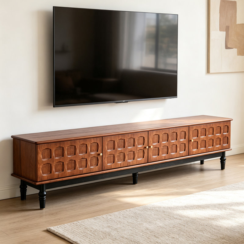 Meuble télé rétro avec armoire de rangement fermée