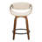 Curvini 24" Mid-Century Modern Fixed-Height Counter Stool With Swivel In Walnut Wood And Cream Fabric With Round Black Metal Footrest - Set Of 2