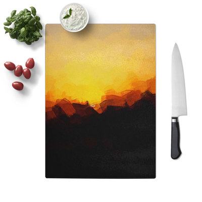 Glass indian Sunrise in Abstract Chopping Board