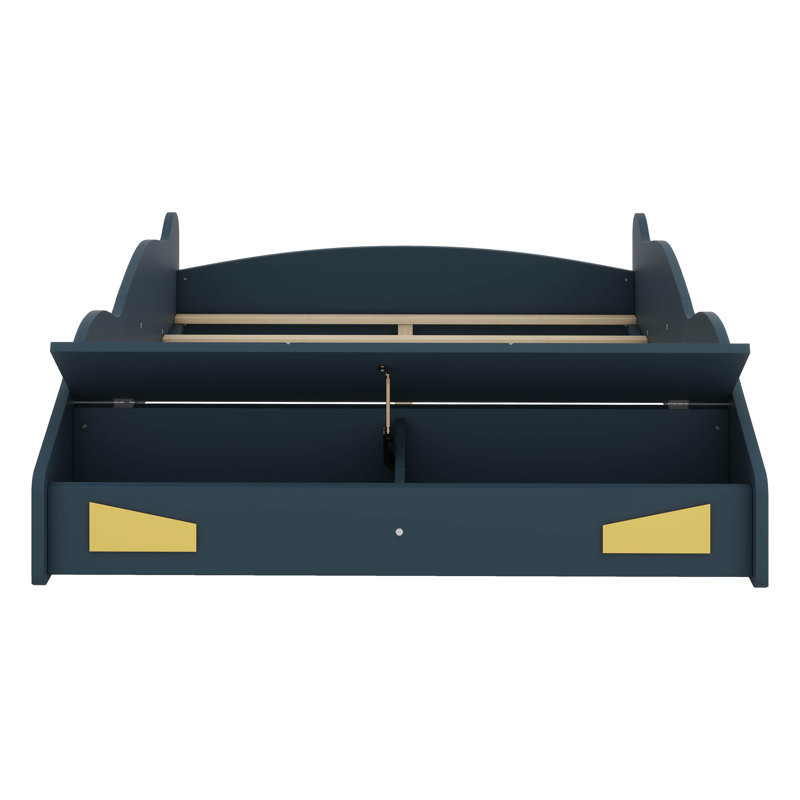 Jaunte Solid Wood+MDF Car Bed, Dark Blue, Full/ Double