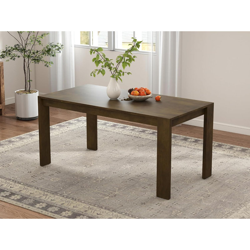 Table de salle à manger en bois 63 po avec plateau rectangulaire minimaliste moderne, Brun pâle