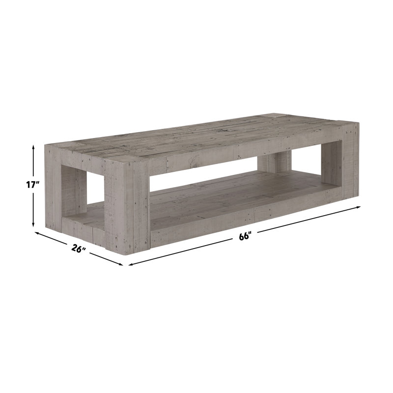 Dajonae 66" Large Solid Wood Reclaimed Pine Coffee Table