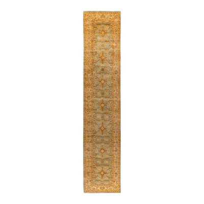 Yashvi, tapis unique noué à la main bleu