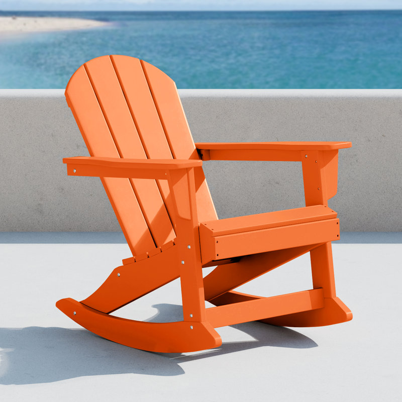 Laguna HDPE Rocking Adirondack Chair, Orange