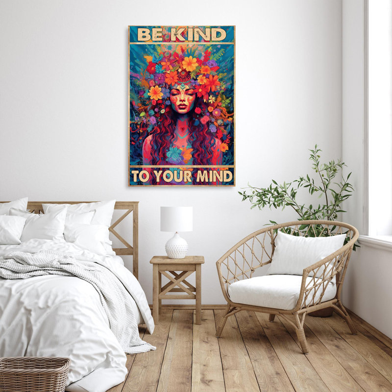 «Flowers Woman Be Kind», impression sur toile, H 14 po x l 11 po x P 1,25 po