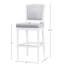 Tabouret de bar blanc avec hauteur de 31 pouces, siège et dossier rembourrés gris, design texturé et orné pour la cuisine de bar à pieds tournés