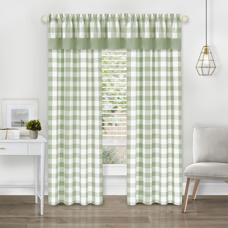 Antheia Semi Sheer Curtain Single Panel, 42" W x 84" L, Apple Green