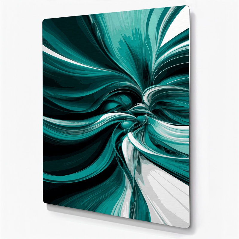 Abstraction numérique 59, art mural vert en métal, H 24 po x l 20 po