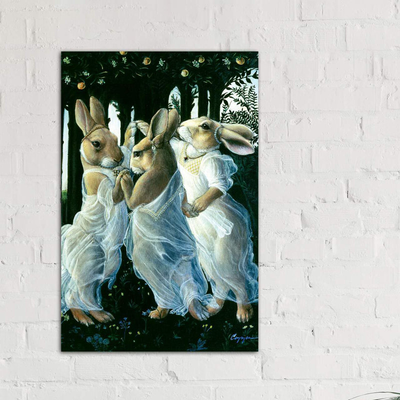 « Bunny graces » par Melinda Copper-impression d’art graphique, Toile tendue, H 12 po x l 8 po x P 0,75 po