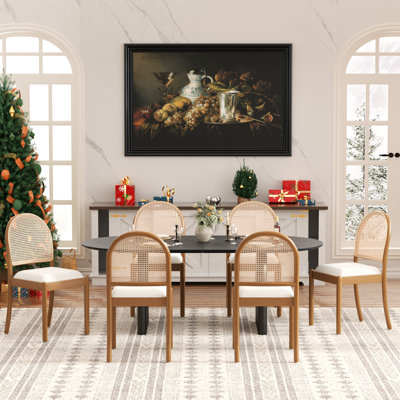Chaises de salle à manger en bois massif Farmhouse Modern Boho
