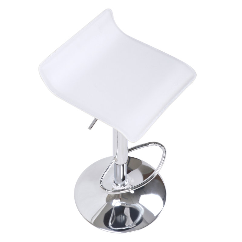Baucom Swivel Upholstered Adjustable Height Counter Stool with Metal Frame, White
