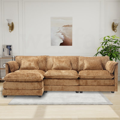 Chifley 112.40” Comfy Cloud Couch L Shaped Sectional Sofa with Ottoman,Reversible. by Latitude Run