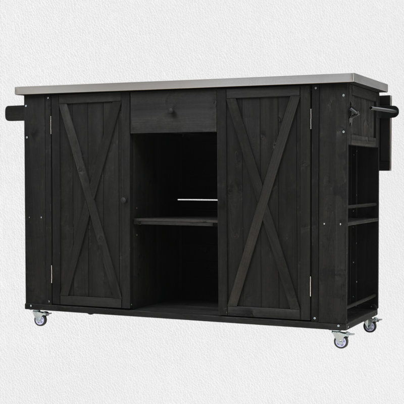 Îlot de cuisine extérieur avec roues verrouillables, Noir