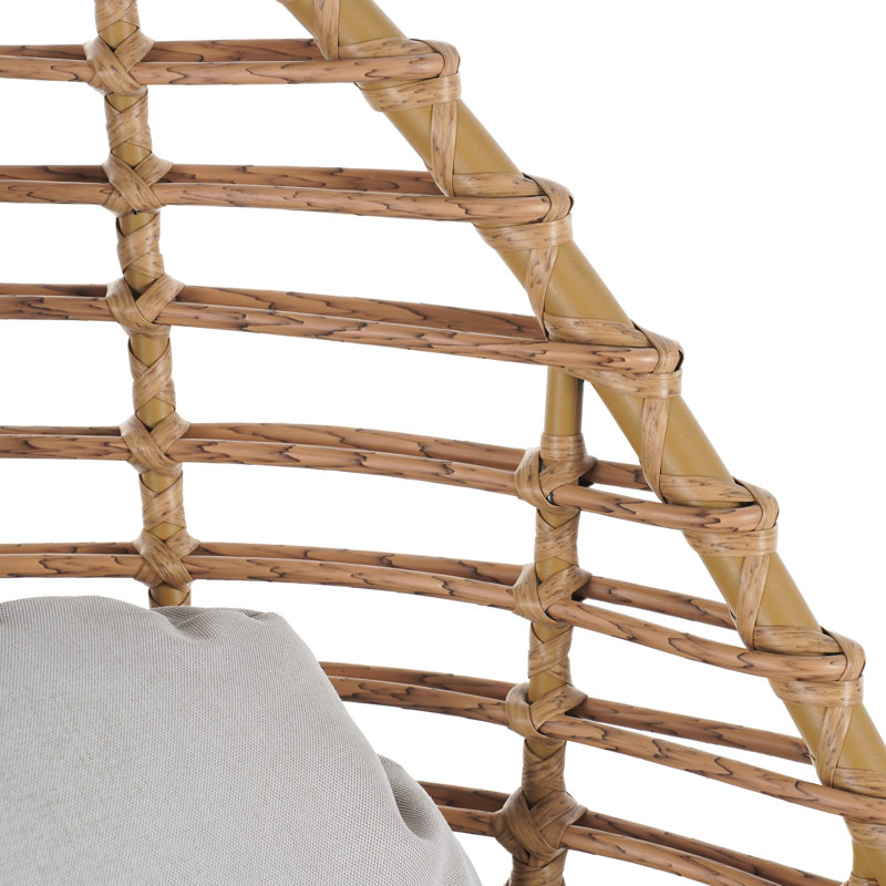 Méridienne d'extérieur, haut dossier, pivot à 360 degrés, faux brun, coussins d'eau, pieds, stabilisée, dossier à relaxation en rotation, structure beige rouille, bain de soleil fini