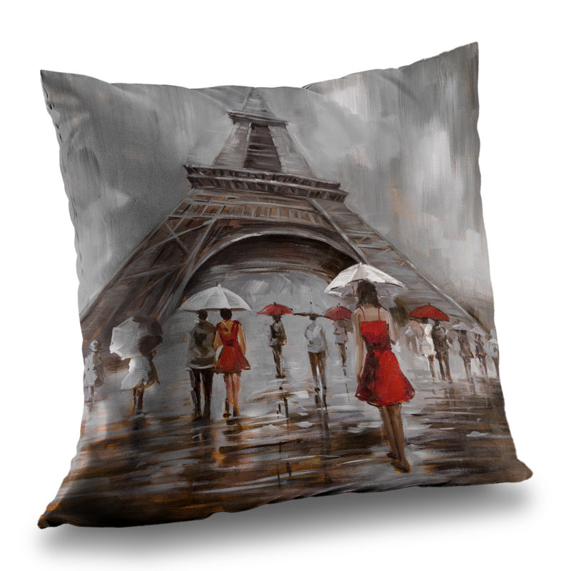 Near the Eiffel Tower - Brown Street Scenery – Throw Pillow Cover Only, Double-Sided Print, Insert Not Included