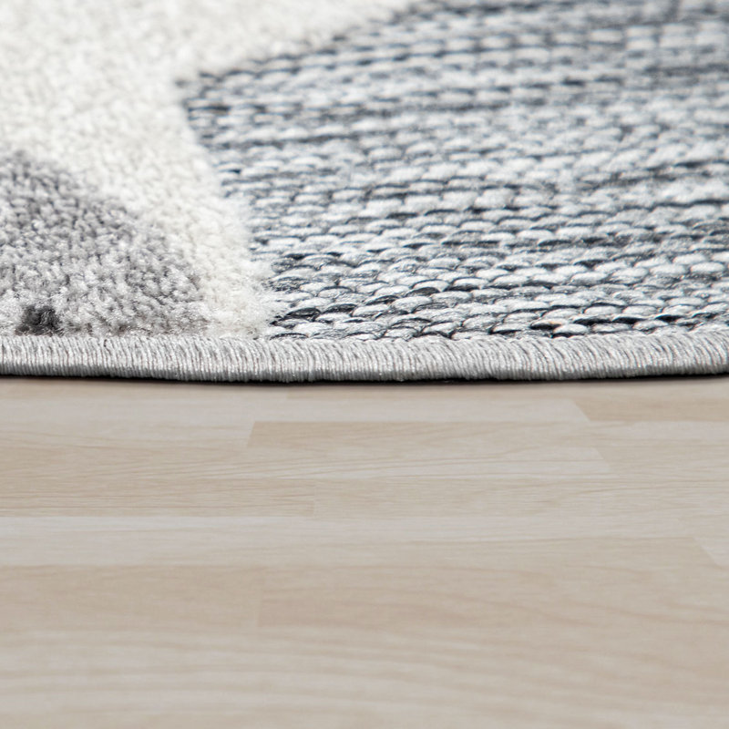 Opas Round Flatweave Polypropylene Rug, Round 3'11"