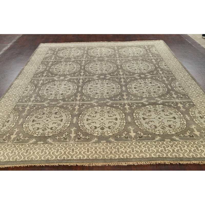 Tapis unique en laine noué à la main de style nouvel âge de 8 pi 2 po x 9 pi 10 po Oushak