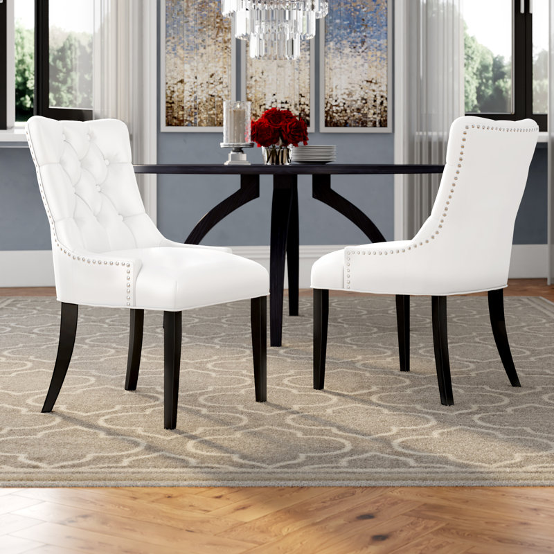 Chaises de salle à manger en vinyle / bois d'hévéa Regent, Blanc