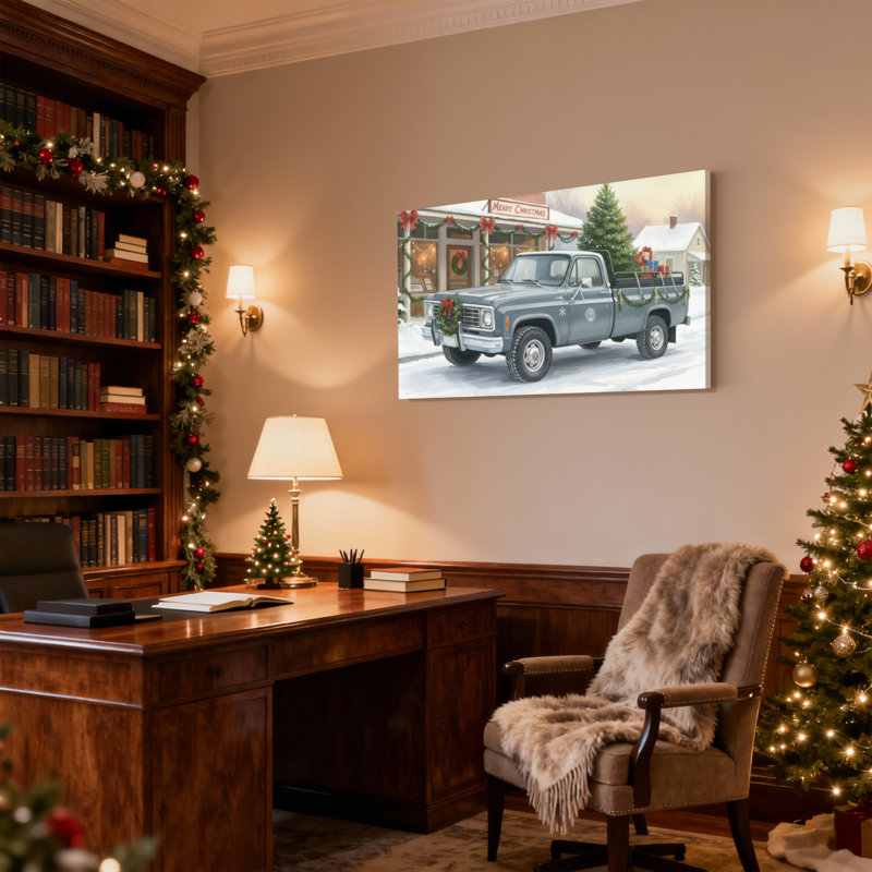 Camion de Noël rétro, scène de Noël, magasin général, H 16 po x l 24 po
