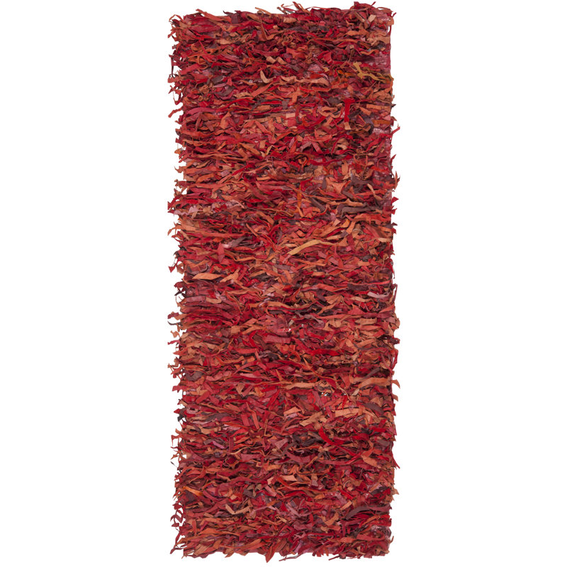 Tapis en cuir tissé à la main Schaefer, Tapis de couloir 2 pi 3 po x 11 pi