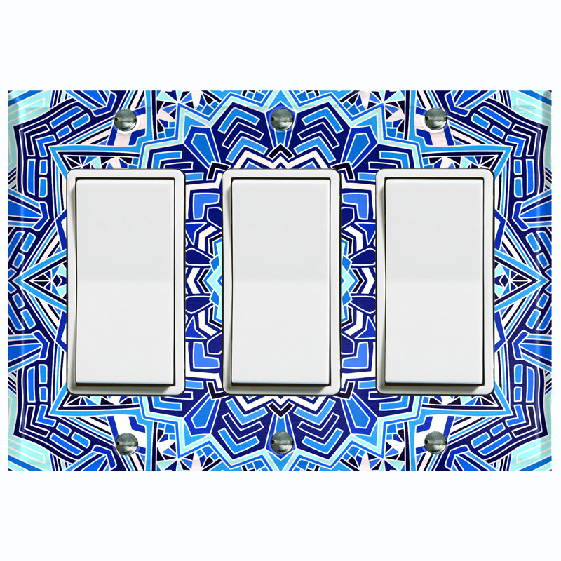 Élégante plaque murale berçante à 3 bandes Mandala, Bleu