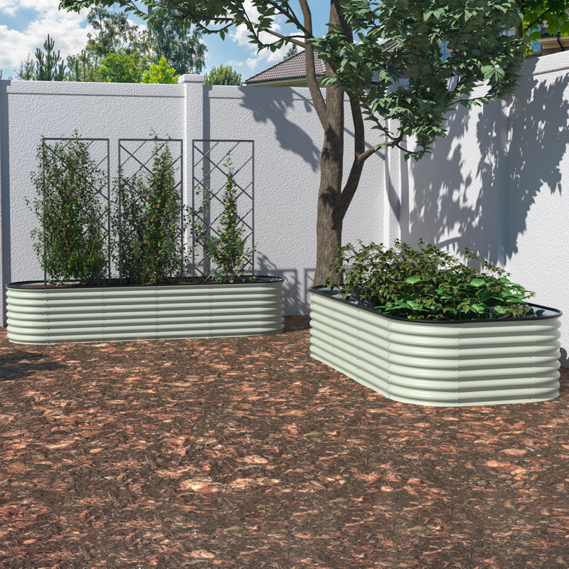 Roede Metal Raised Garden Bed, Pearl White, 23.1" H x 96" W x 24" D