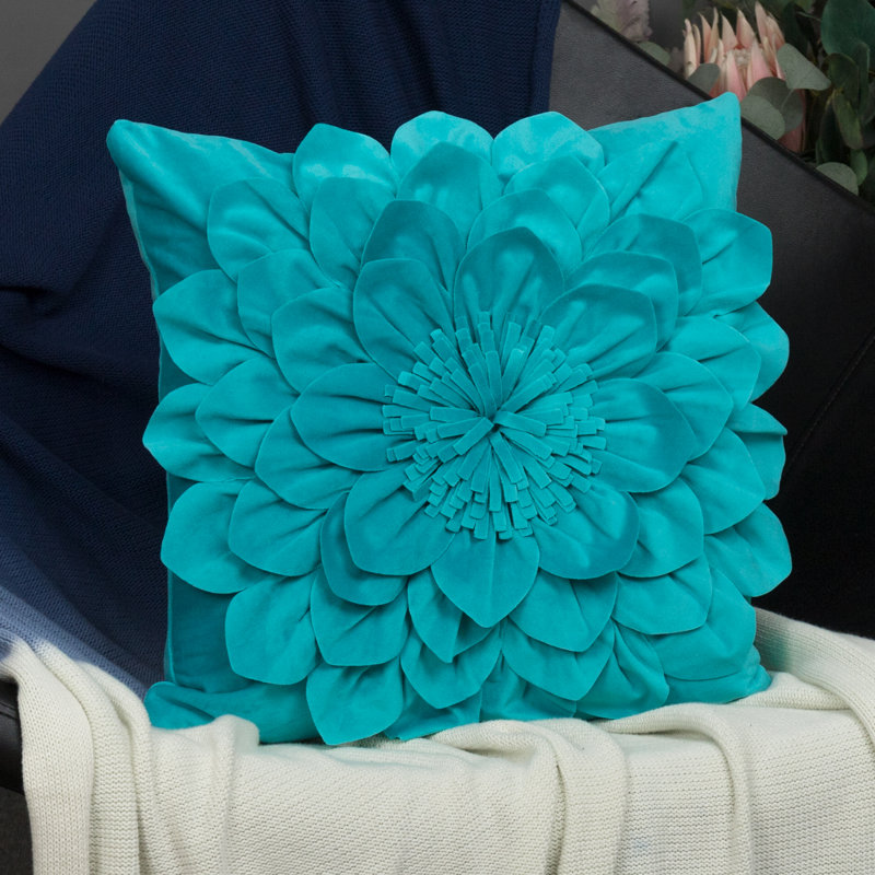  Housse de coussin en velours appliqué, Turquoise