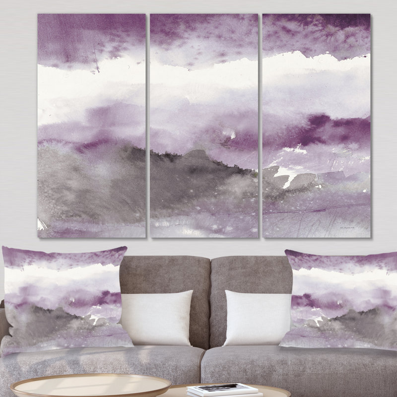 Shabby Elegance «Midnight at the Lake III Amethyst and Gray», peinture de plusieurs images sur toile tendue
