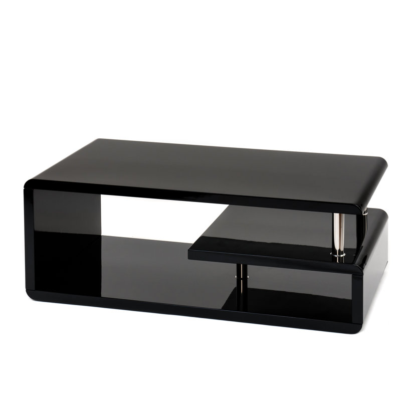 Alexa Floor Shelf Coffee Table with Storage, Black