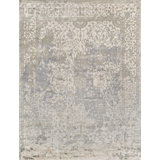 Antique Weave Bamboo Oriental Area Rug in Silver