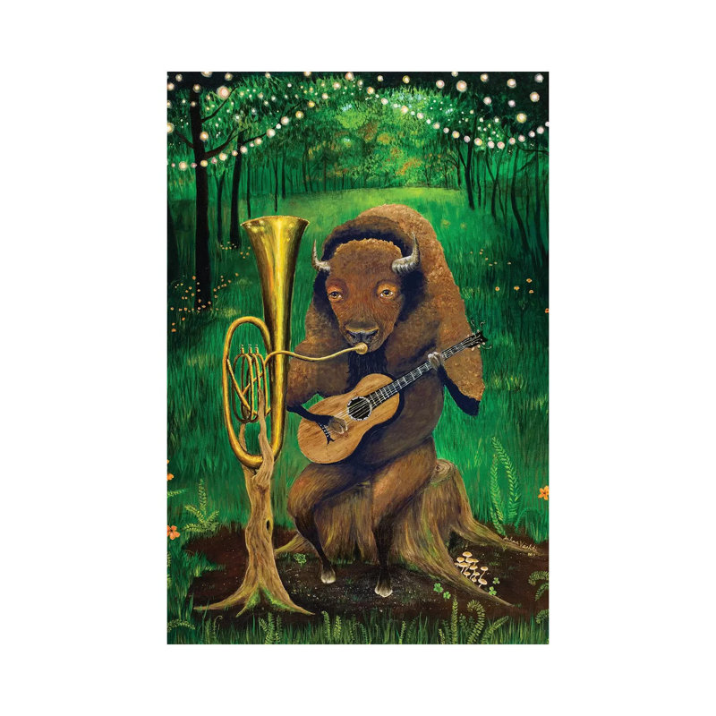 One Man Bison Band - Wrapped Canvas Painting, 30.48cm H x 20.32cm W x 1.905cm D