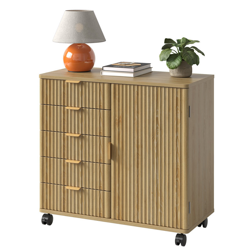 31.5cm Wide 5 -Drawer File Cabinet, Beige/Gold