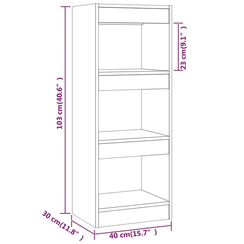 Geisha Etagere Bookcase, Sonoma Oak, 103cm H x 40cm W x 30cm D