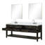 Meuble-lavabo double avec miroirs et tablette ouverte