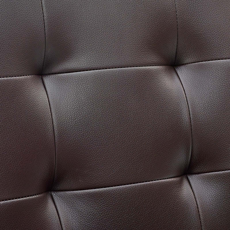 Prim Armless Brown Faux Leather Swivel Office Chair
