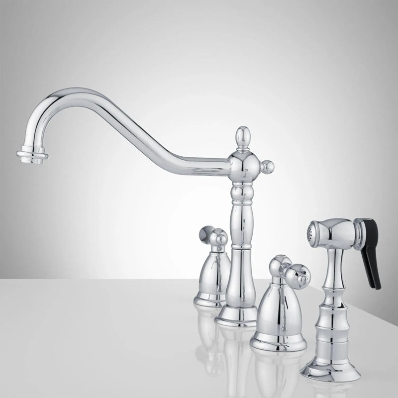 Helena Widespread Kitchen Faucet with Side Spray, Chrome