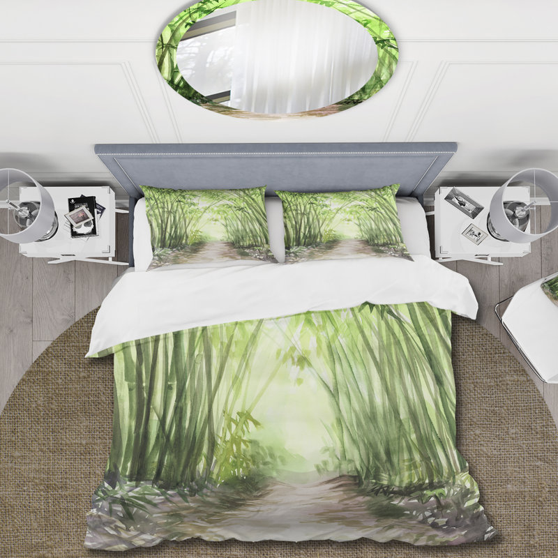 Little Road Bamboo Forest - Ensemble de housse de couette traditionnel - Microfibre de polyester