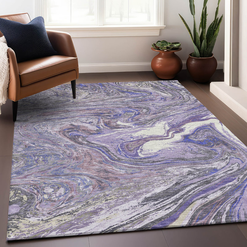 Malika Purple Washable Indoor-Outdoor Rug - , 8' x 10'